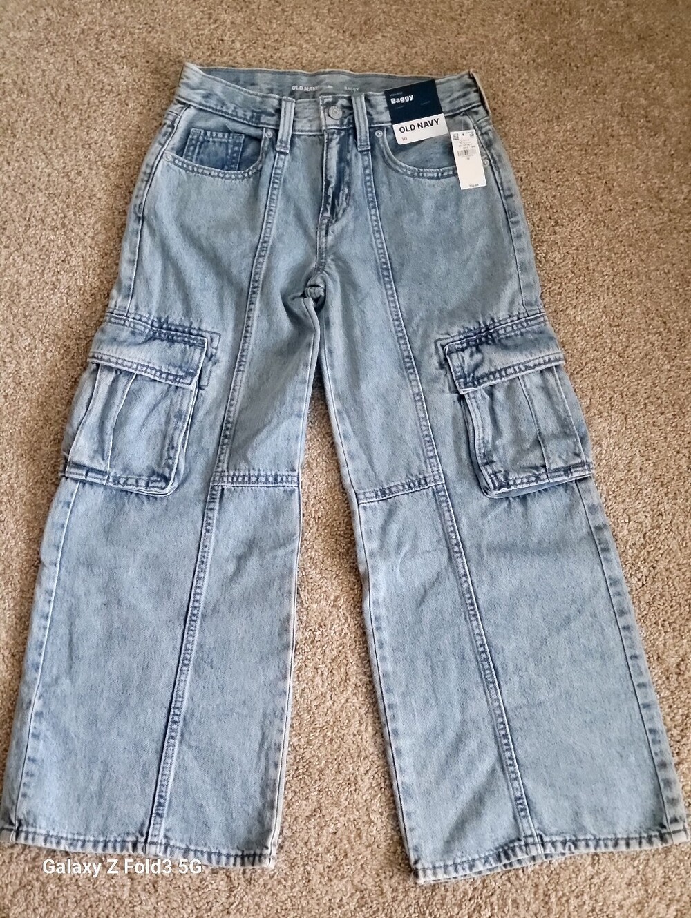 ♥️NWT♥️ Old Navy Girls Light Wash Wide Leg Cargo Jeans